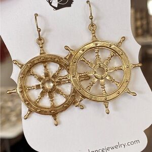 Gold Nautical Wheel Earrings